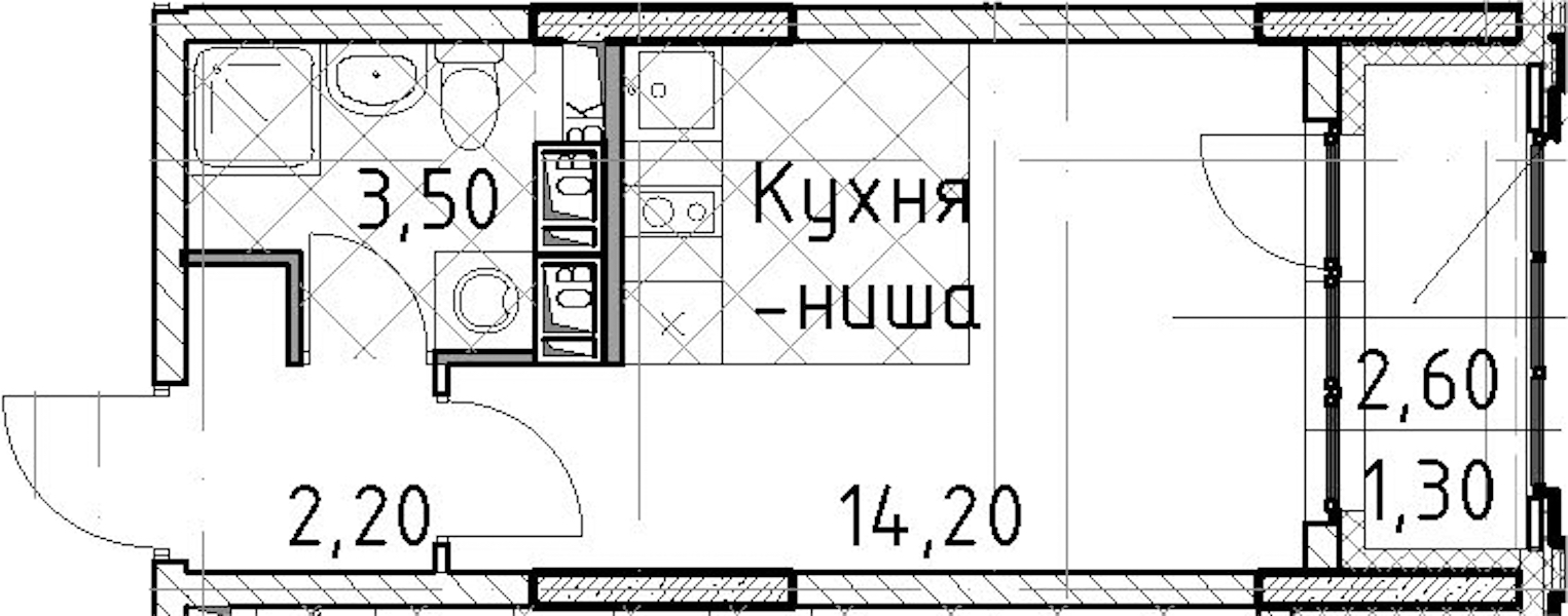Квартира студия 21.2 м², 7/13 эт., ЖК «Тайм Сквер»